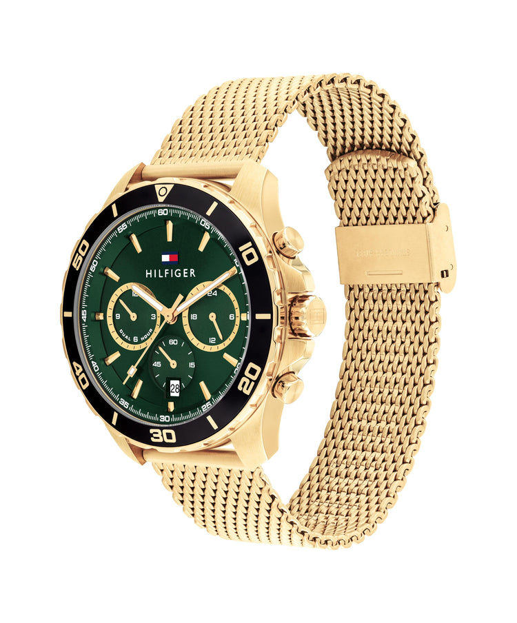 Tommy Hilfiger Jordan Ionic Plated Thin Gold Steel Green Dial Men's Watch 1792093