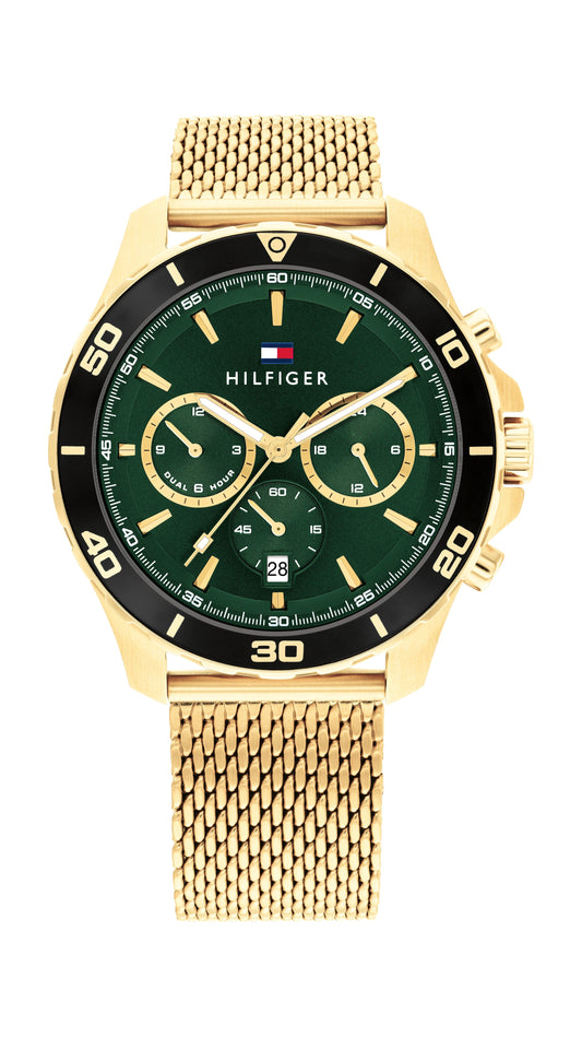 Tommy Hilfiger Jordan Ionic Plated Thin Gold Steel Green Dial Men's Watch 1792093 watches item