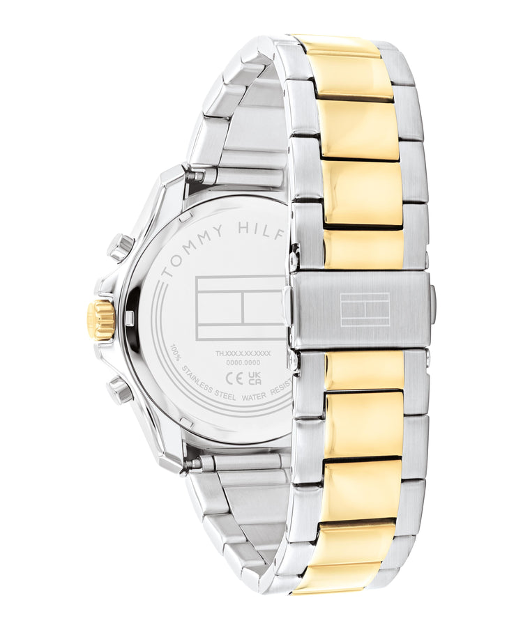 Tommy Hilfiger Jordan Two Tone Stainless Steel Black Dial Men's Watch 1792095