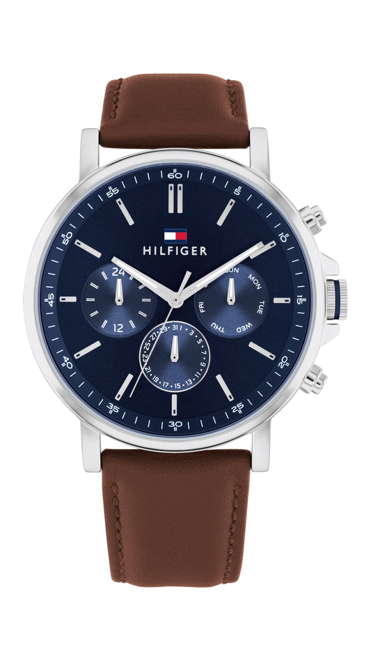 Tommy Hilfiger Tyson Brown Leather Navy Dial Men's Watch 1710585 watches item