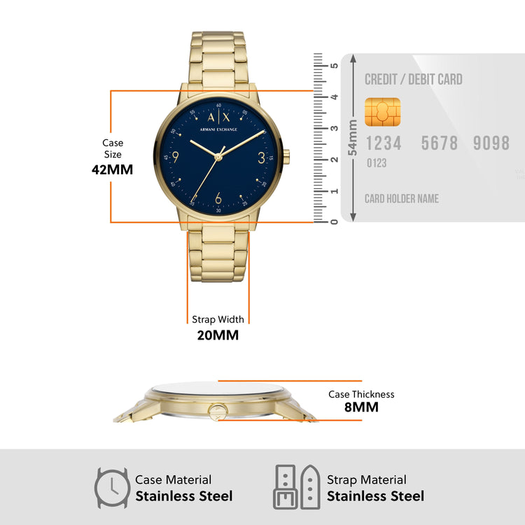 Armani Exchange Cayde Gold and Blue Men's Watch AX2749 Watches Armani Exchange