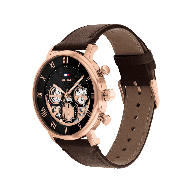 Tommy Hilfiger Legend Brown Leather Black Dial Men's Watch 1710566