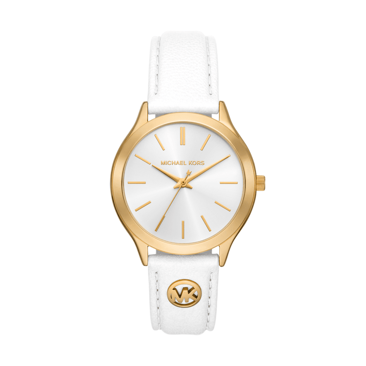Michael Kors Slim Runway Three-Hand White Leather Watch MK7466