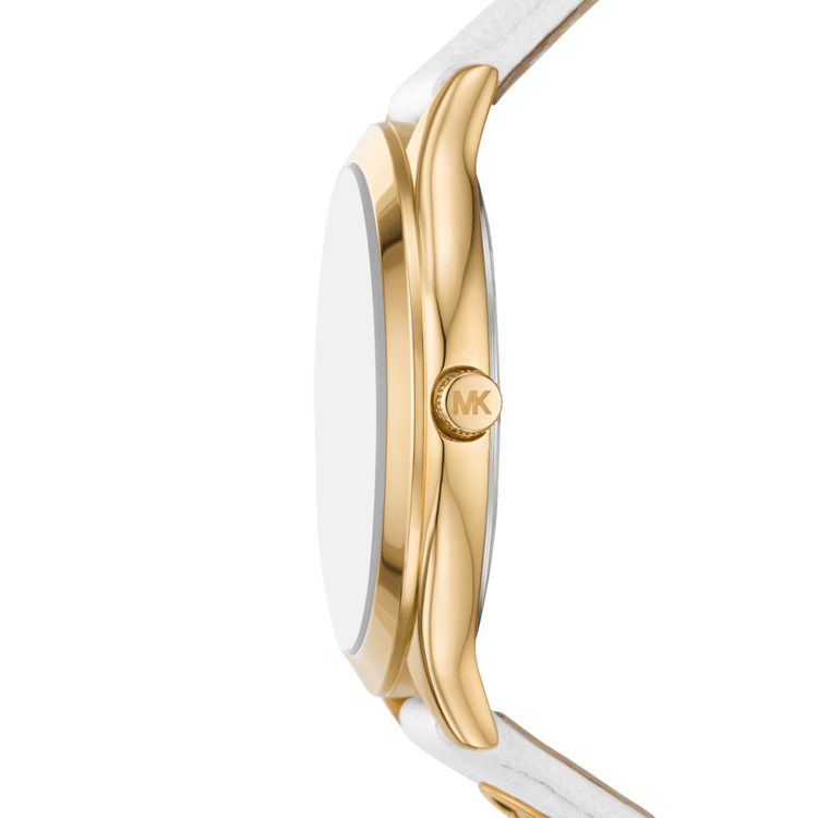Michael Kors Slim Runway Three-Hand White Leather Watch MK7466