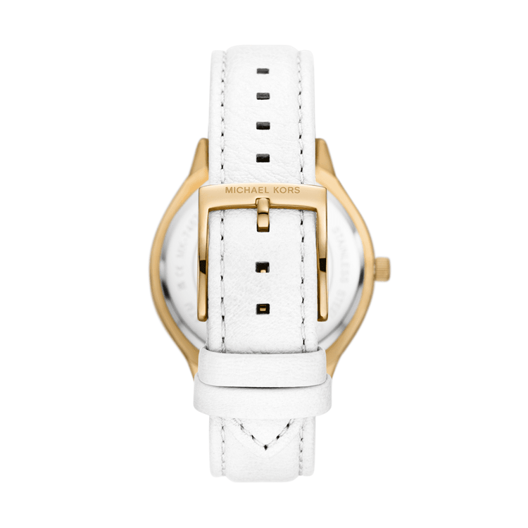 Michael Kors Slim Runway Three-Hand White Leather Watch MK7466