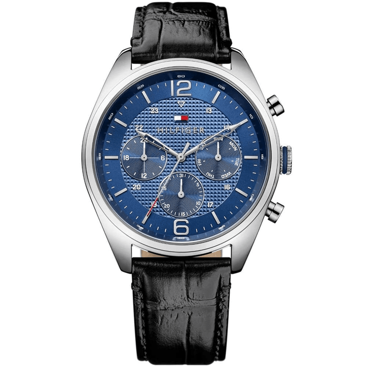 Tommy Hilfiger Corbin Black Leather Navy Dial Men's Watch 1791182