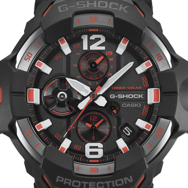 Casio G Shock Mog Gravity Master Solar Bluetooth Dual Stopwatch 200M Water Resistant Black W/ Red Accent el Resin GRB300-1A4