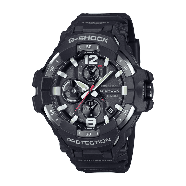 Casio G Shock Mog Gravity Master Solar Bluetooth Dual Stopwatch 200M Water Resistant Black Face & Resin Band GRB300-1A