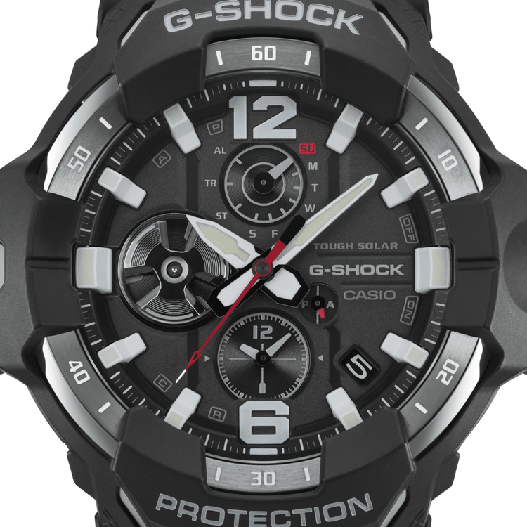 Casio G Shock Mog Gravity Master Solar Bluetooth Dual Stopwatch 200M Water Resistant Black Face & Resin Band GRB300-1A