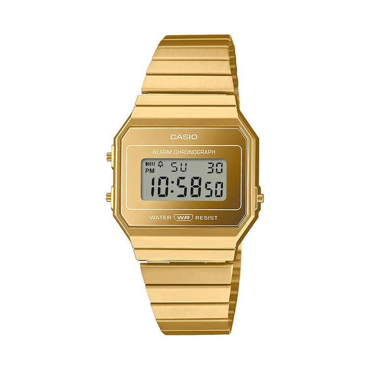Casio Digital Vintage Led Stopwatch AlarmGoldtone Case & A700WEVG-9A