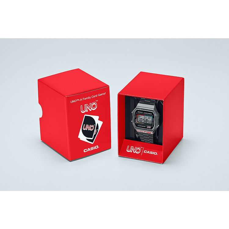 Casio Digital Uno Collab Black Stainless Steel Band A168WEUC-1A