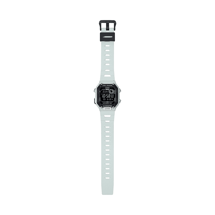 Casio Connect Digital Bluetooth Steps Dual Time Stopwatch 200M Water Resistant White Case And Resin Band WSB1000-8B