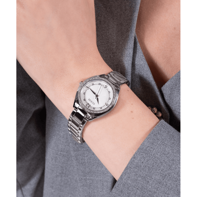 Guess Dress Charlotte Dress Silver-Tone Crystal Bezel Women's Watch GW0767L1