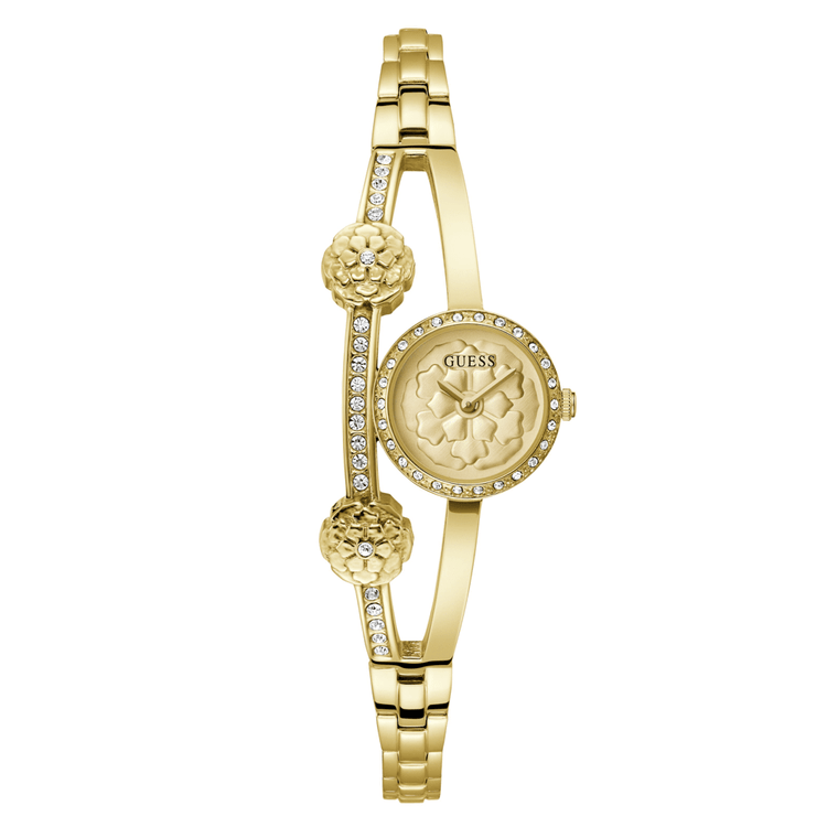 Guess Bejewelled Chloe Bejewelled Gold-Tone Floral Bangle Women's Watch GW0756L2