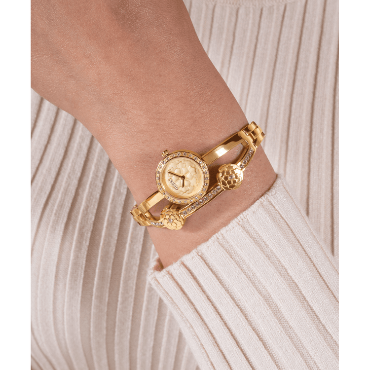 Guess Bejewelled Chloe Bejewelled Gold-Tone Floral Bangle Women's Watch GW0756L2