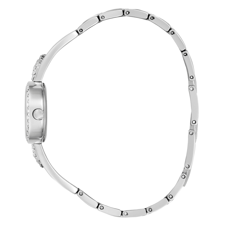 Guess Bejewelled Chloe Bejewelled Silver-Tone Floral Bangle Women's Watch GW0756L1