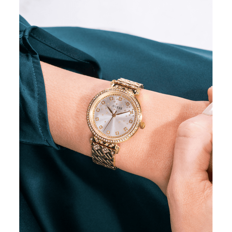Guess Bejewelled Enchantment Bejewelled Gold-Tone Analogue Women's Watch GW0763L2