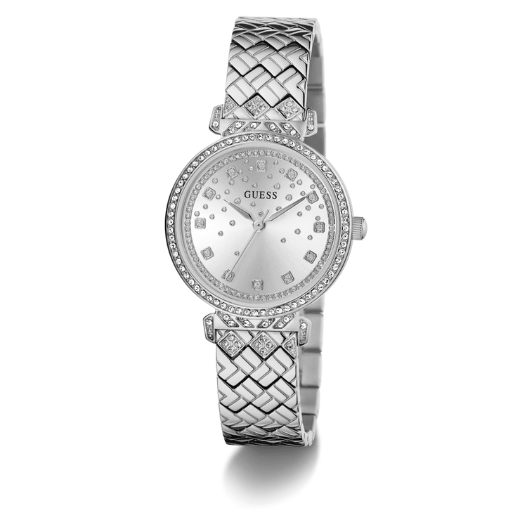 Guess Bejewelled Enchantment Bejewelled Silver-Tone Analogue Women's Watch GW0763L1