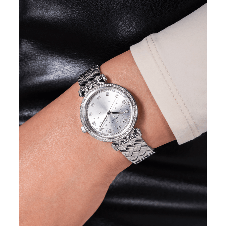 Guess Bejewelled Enchantment Bejewelled Silver-Tone Analogue Women's Watch GW0763L1