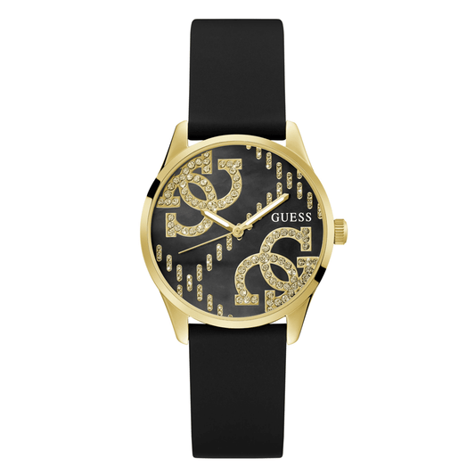 Guess Trend G Stitch Trend Gold-Tone Black Denim Strap Women's Watch GW0755L3 watches item
