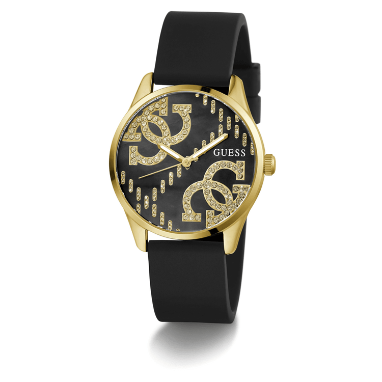 Guess Trend G Stitch Trend Gold-Tone Black Denim Strap Women's Watch GW0755L3