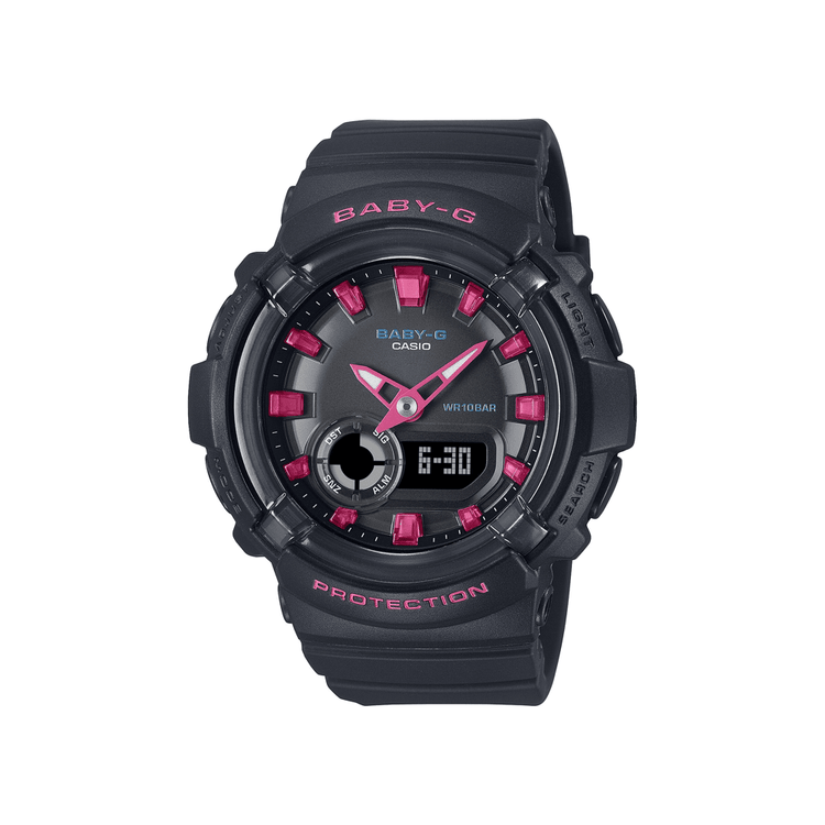 Casio Baby G Duo Dance In Neon Led Worldtime Stopwatch Alarm 100M Water Resistant Black W/ Red Accent Resin BGA280DN-1A