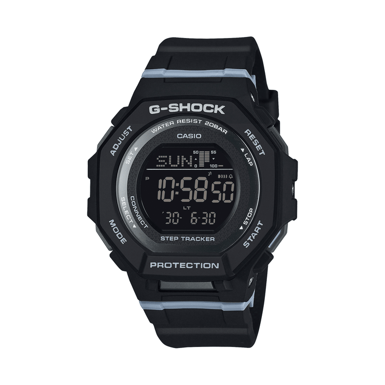 Casio G Squad Mid Size Digital Bluetooth Step Dual Stopwatch 200M Water Resistant Black Case And Resin Band GMDB300-1D