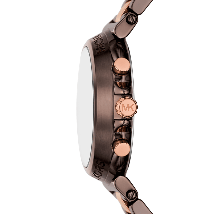 Michael Kors Maren Chronograph Chocolate and Rose Gold-Tone Stainless Steel Watch MK7496