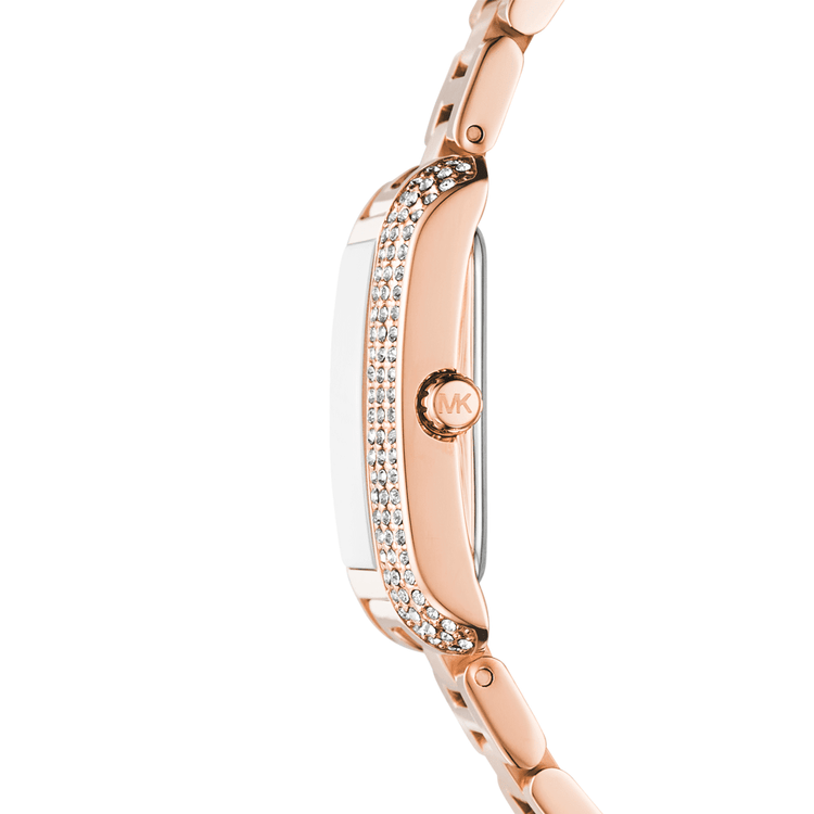 Michael Kors Emery Three-Hand Rose Gold-Tone Stainless Steel Watch, Earrings, and Bracelet Gift Set MK4838SET