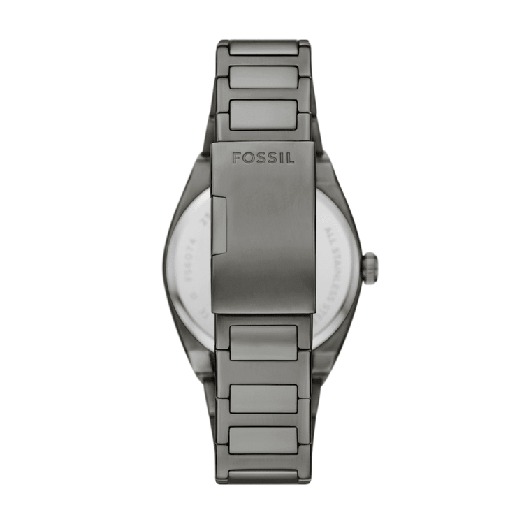 Fossil Everett Three-Hand Date Gunmetal Stainless Steel Watch FS6075