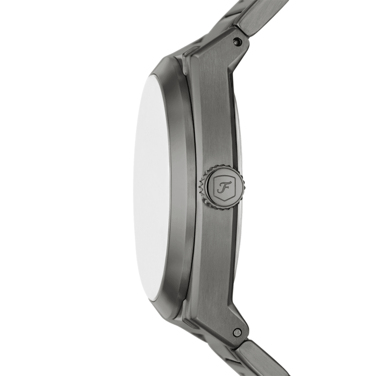 Fossil Everett Three-Hand Date Gunmetal Stainless Steel Watch FS6075