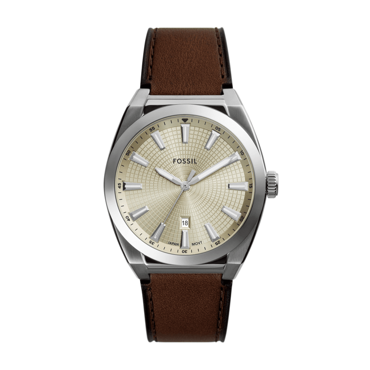Fossil Everett Three-Hand Date Brown Leather Watch FS6071