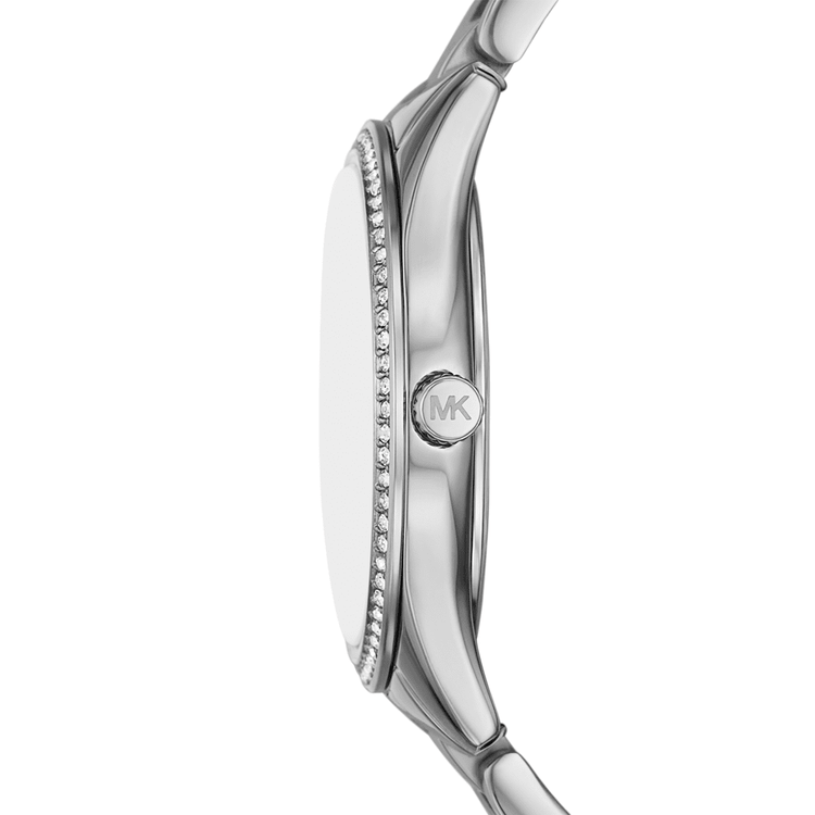 Michael Kors Lauryn Three-Hand Stainless Steel Watch, Earrings and Necklace Gift Set MK4851SET