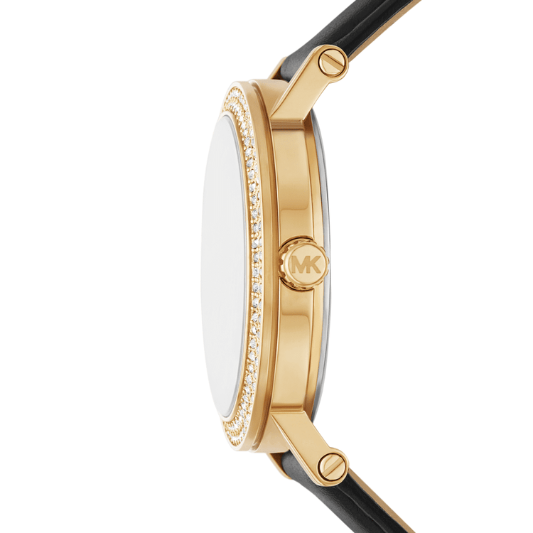 Michael Kors Corey Three-Hand Black Leather Watch MK4896