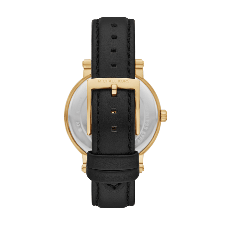 Michael Kors Corey Three-Hand Black Leather Watch MK4896