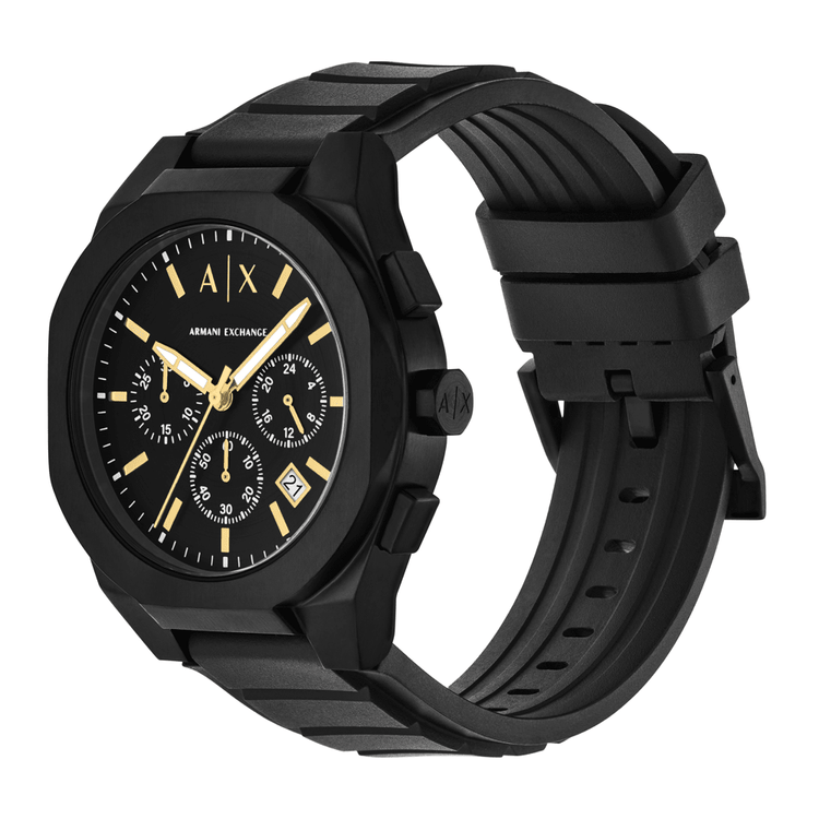 Armani Exchange Chronograph Black Silicone Watch AX7165SET