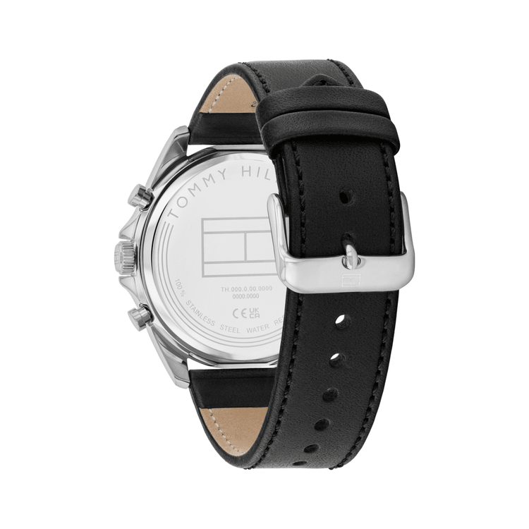 Tommy Hilfiger Baker Black Leather Dark Grey Dial Men's Watch 1710644