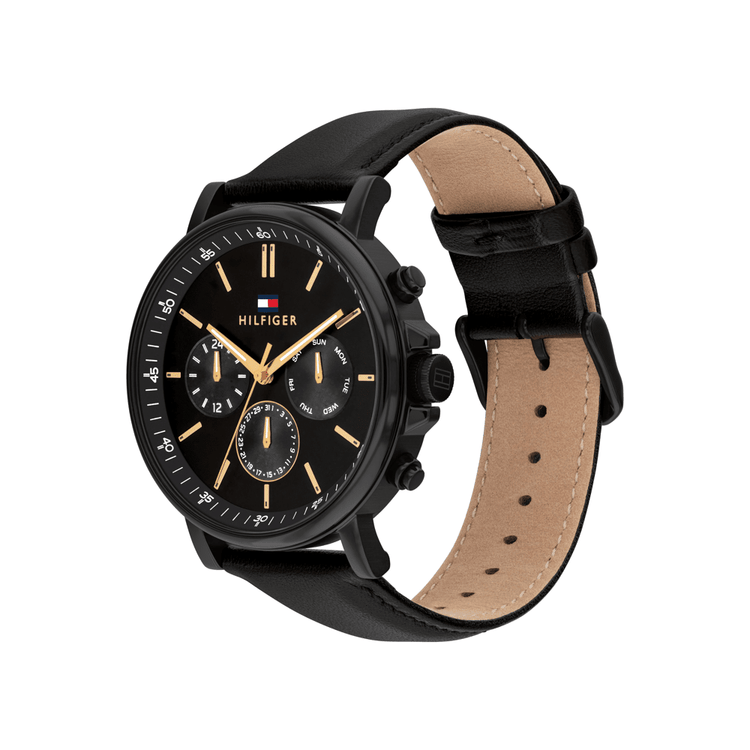 Tommy Hilfiger Tyson Black Leather Black Dial Men's Watch 1792144