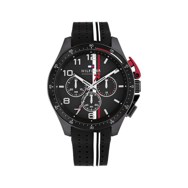 Tommy Hilfiger Bank Black Silicone Black Dial Men's Watch 1792168