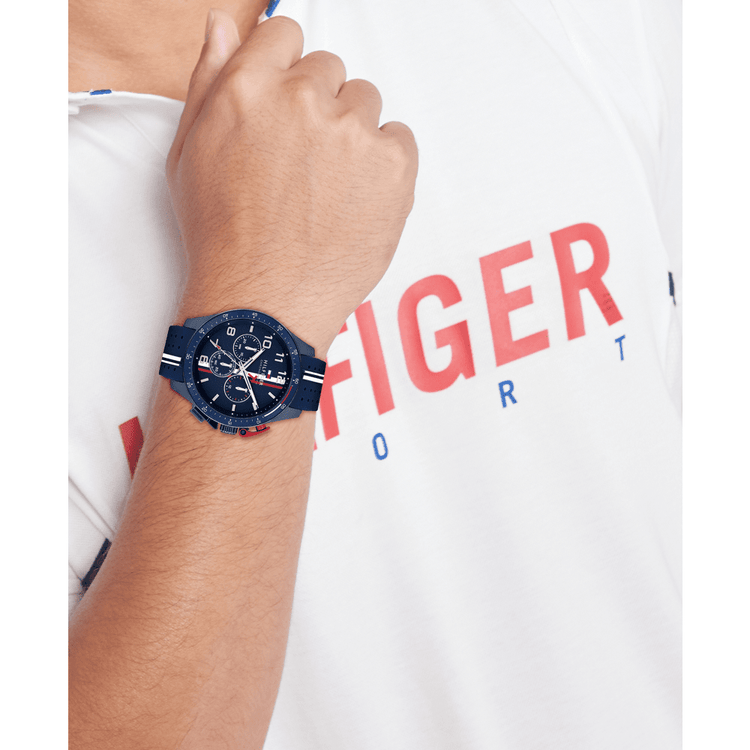Tommy Hilfiger Bank Blue Silicone Blue Dial Men's Watch 1792169