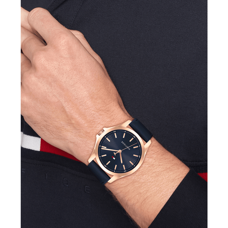Tommy Hilfiger Bruce Blue Leather Navy Dial Men's Watch 1792189