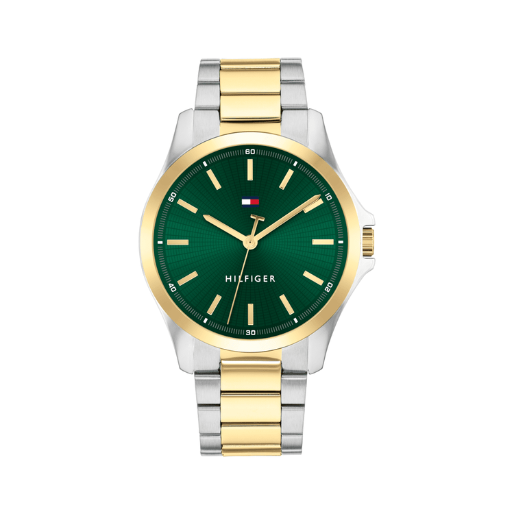 Tommy Hilfiger Bruce Two Tone Stainless Steel Green Dial Men's Watch 1792192