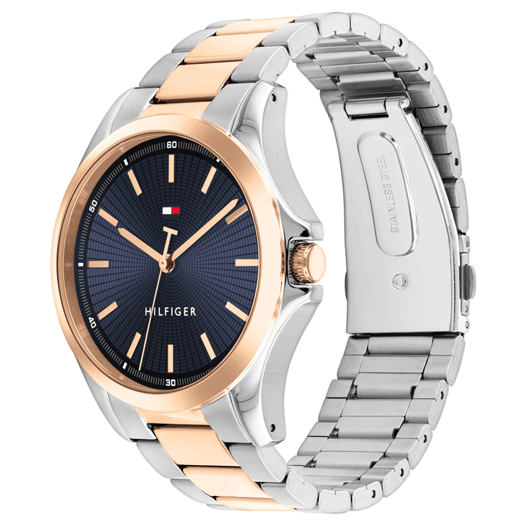 Tommy Hilfiger Bruce Two Tone Stainless Steel Navy Dial Men's Watch 1792193