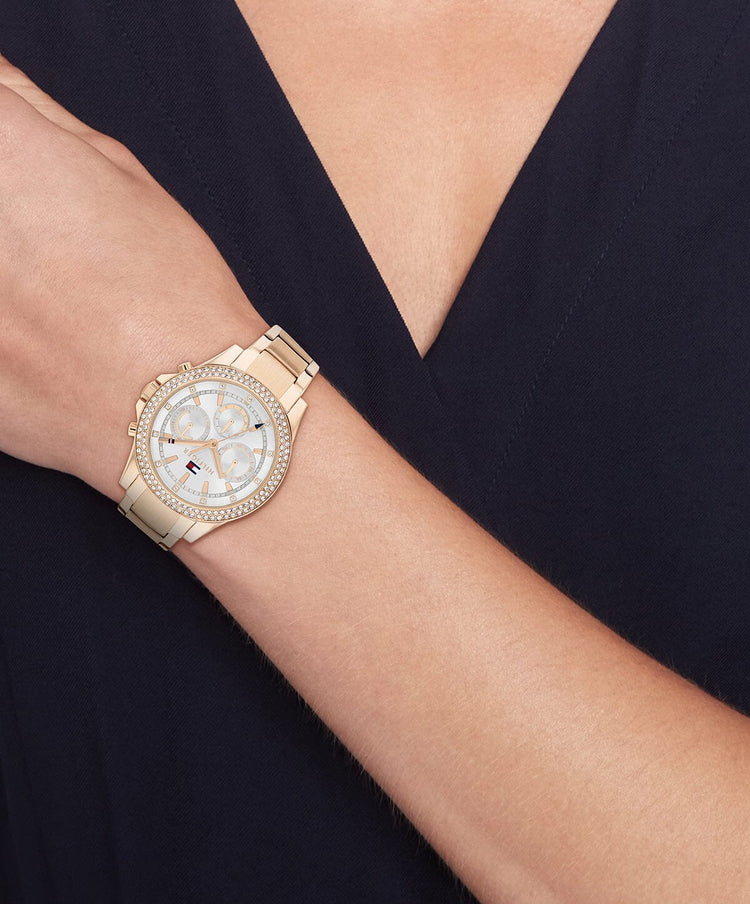 Tommy Hilfiger Haven Ionic Plated Carnation Gold Steel Light Grey Dial Women's Watch 1782624