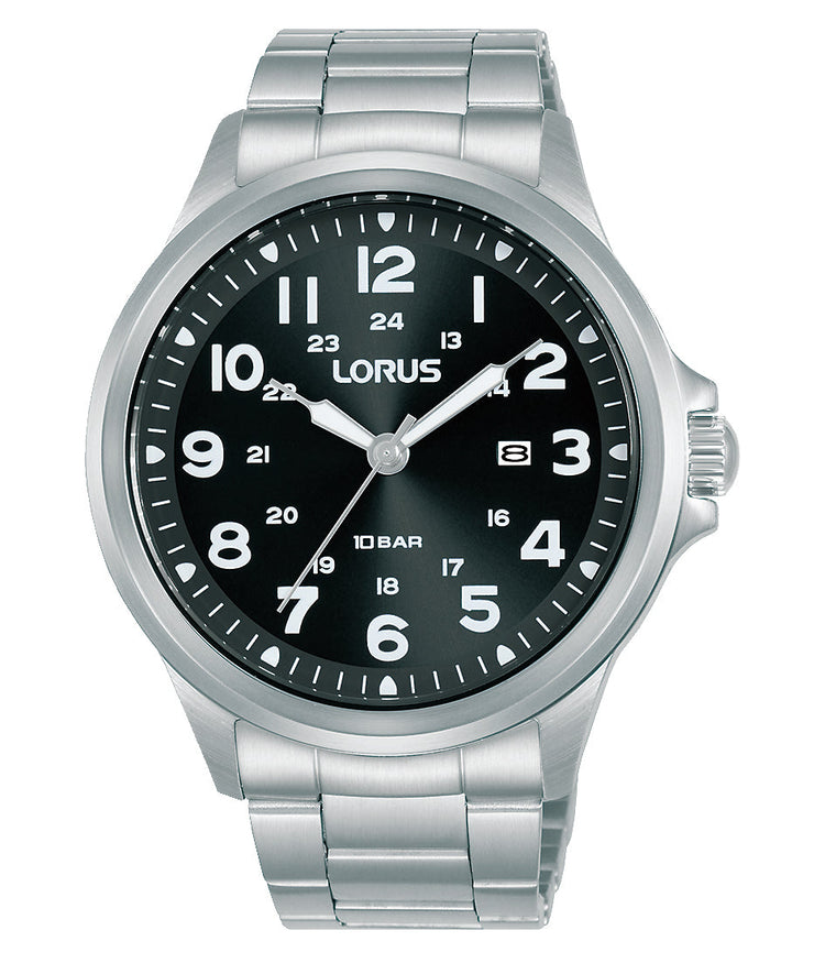 Lorus Black and Silver Men's Watch RH991NX-9