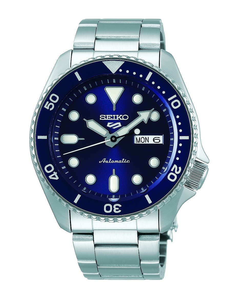 Seiko 5 Sports Mens Automatic Blue Bezel & Silver Watch SRPD51K Watches Seiko