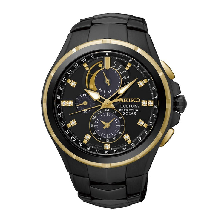 Seiko Men's Coutura Black and Gold Watch SSC573P Watches Seiko