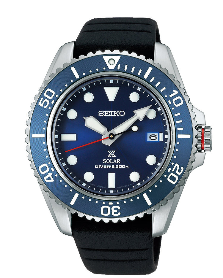 Seiko Prospex Solar Silver and Blue Men's Diver's Watch SNE593P