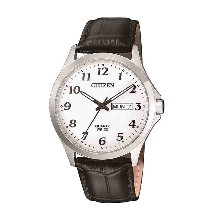 Citizen Men's Stainless Steel Black Leather Watch Model BF5000-01A Watches Citizen