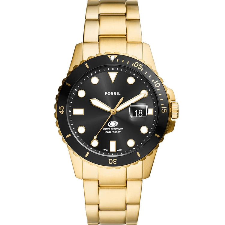 Fossil Blue Dive Three-Hand Date Gold-Tone Stainless Steel Watch FS6035